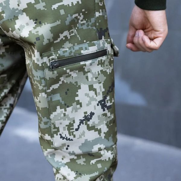 Winter Tactical Pants Pobedov Hardy Soft Shell Cargo Pixel S