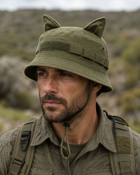 Панама Basic трансформер з вушками олива 58 hat-cat-olive62 фото