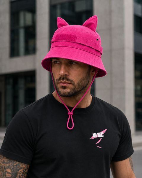 Панама Basic трансформер з вушками Pink 58 hat-cat-pink-62 фото