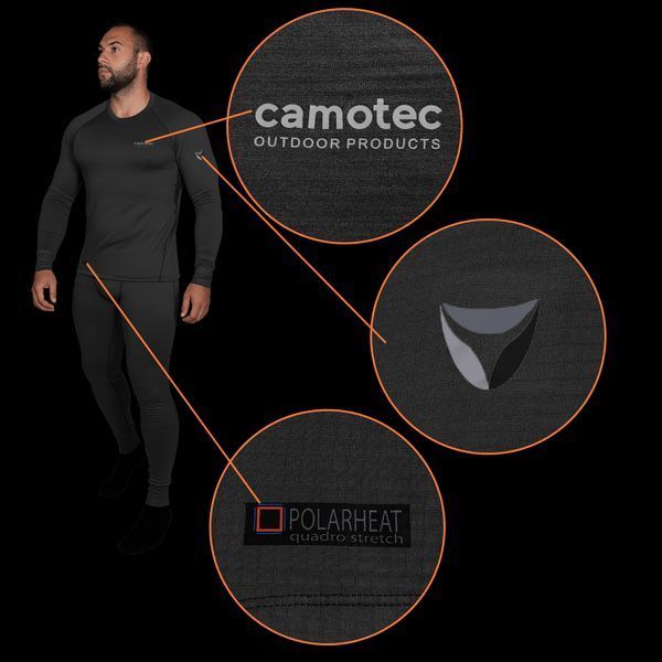 Термобілизна тактична CamoTec Polarheat Quadro Stretch 3.0 Чорна 7414 S CMT7414xxxl фото