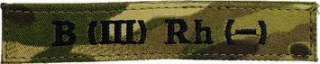 Naszywka Grupa krwi Multicam B (III) RH(-)