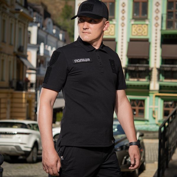 M-Tac tactical police polo shirt with reflective inscription and patch 65/35 Black