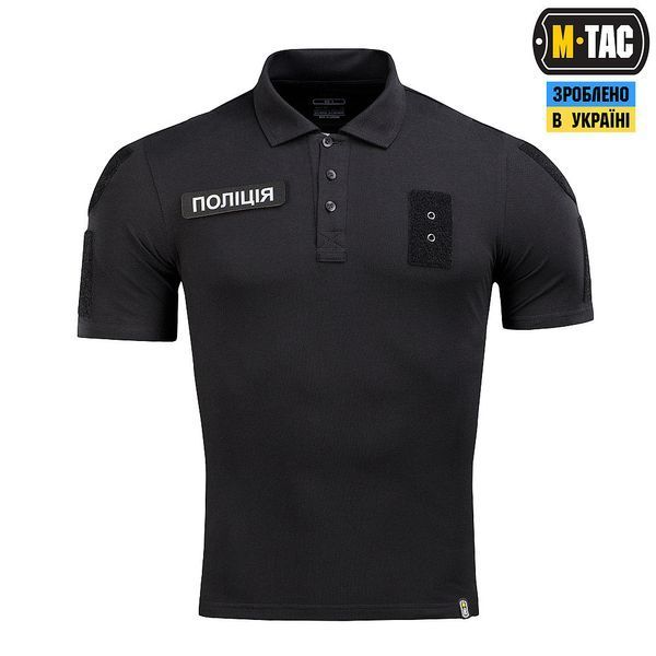 M-Tac tactical police polo shirt with reflective inscription and patch 65/35 Black
