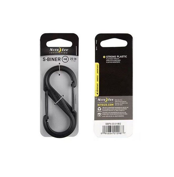 4735121247_karabin-nite-ize Карабін подвійний Nite Ize S-Biner 4 Plastic Black Gate Black 11.3кг - Image 1