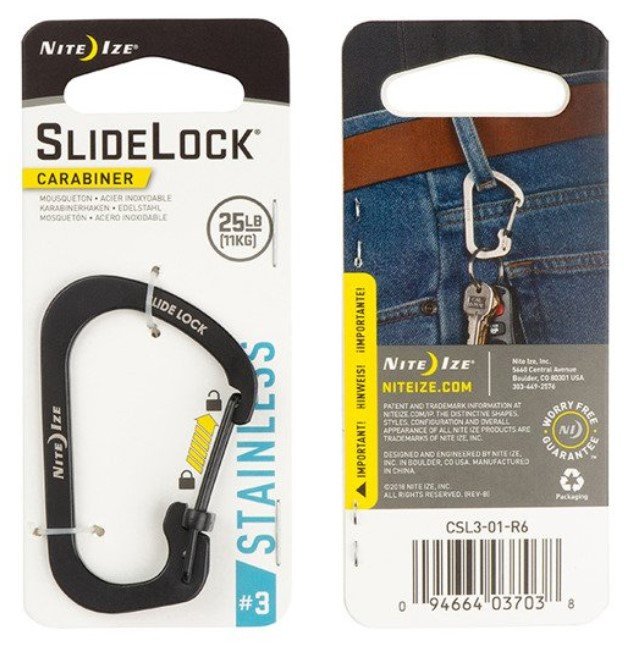 6374330200_karabin-nite-ize Карабін Nite Ize SlideLock Carabiner Stainless Steel 3 Black - Image 1