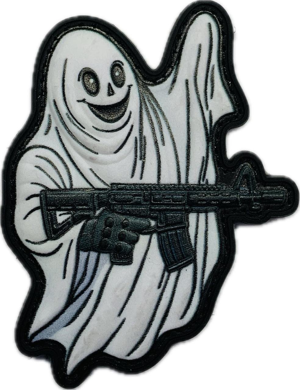 6919473294_nashivka-privid-optimist Нашивка Привид оптиміст 3d PVC білий - Image 1