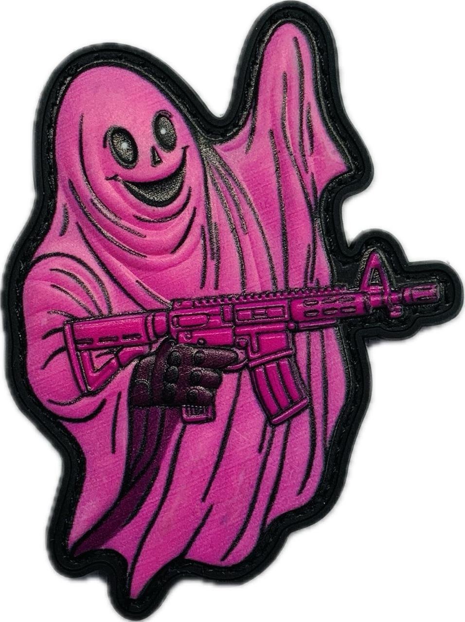 6919482572_nashivka-privid-optimist Нашивка Привид оптиміст 3d PVC рожевий - Image 1