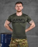 Футболка (термо) Coolmax з тризубом і написом ARMY Олива S