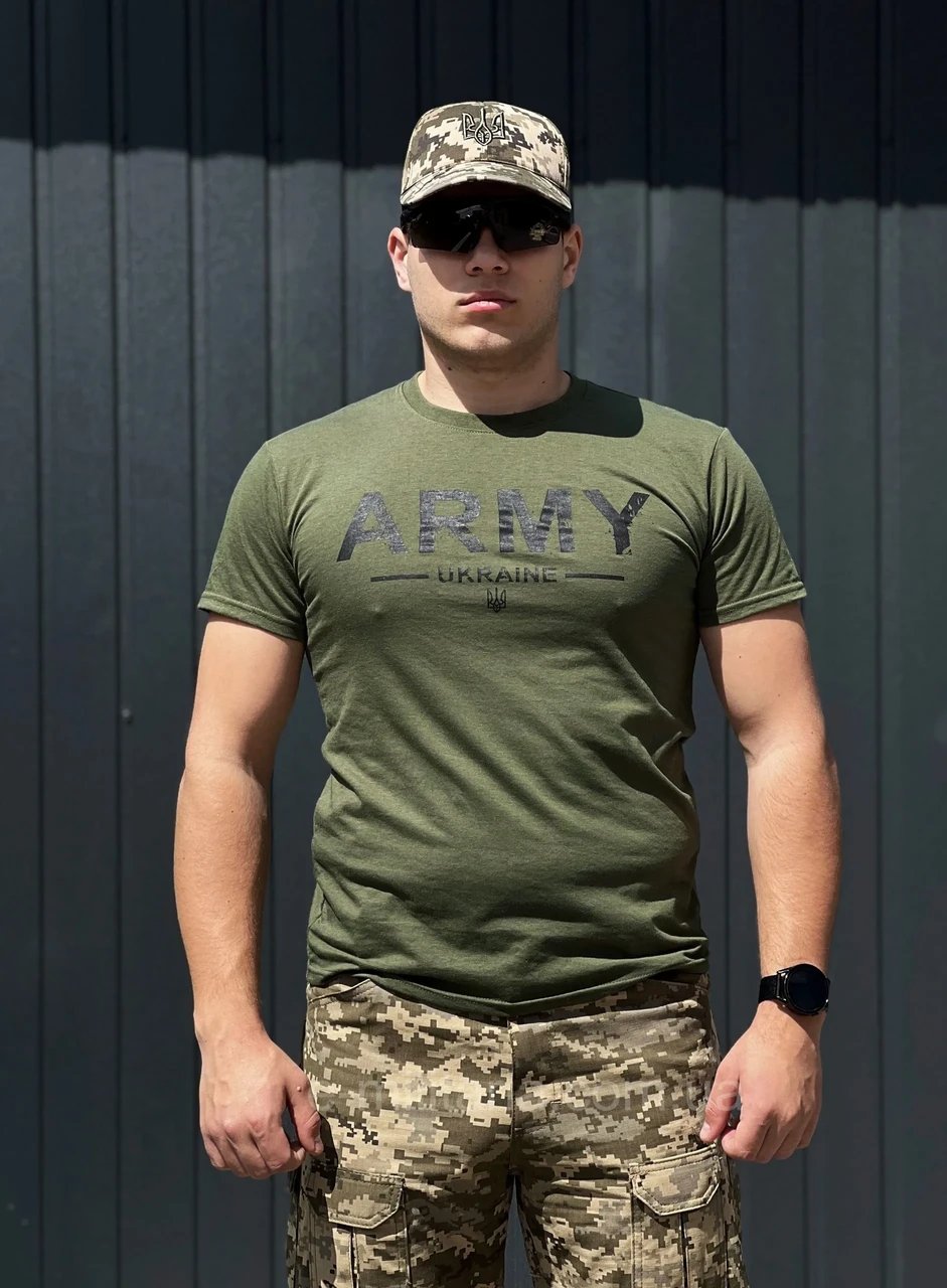 6673721438_futbolka-taktichna-army Футболка тактична ARMY Ukraine Olive бавовна - Image 1